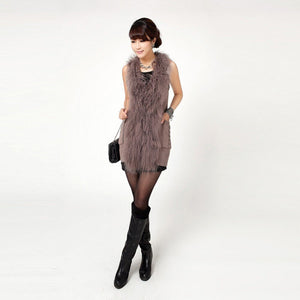 Natural Mongolia Lamb Fur Vest Wool Vest Jacket Coat Commuter Style Big Lamb Fur