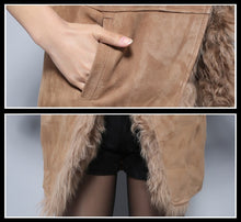 Load image into Gallery viewer, Genuine Pig Leather Suede Women&#39;s Vest  with Real Lamb Fur Collar