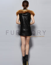 Load image into Gallery viewer, Natural Silver Fox Fur Hood Vest Fashion Design Genuine Sheep Leather