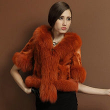 Load image into Gallery viewer, Natural Mink Coat Female with Big Fox Fur Collar Winter Jacket Women 15116