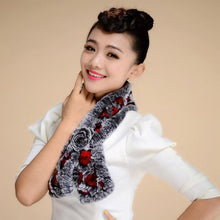 Load image into Gallery viewer, Real REX Rabbit Fur Scarf Wrap Cape Shawl Neck Warmer Women Scarf Flower Decoration FS14509
