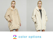 Load image into Gallery viewer, Fur Story FS18118 Women&#39;s Genuine Mink Fur Long Coat Winter Warm Hood Cocoon Jacket