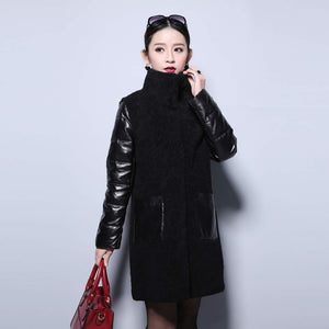 Natural Lamb Fur Coat Genuine Sheep Leather Full Sleeve Jacket