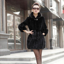 Load image into Gallery viewer, Winter Natural Knitted Mink Fur Hood Coat Female Overcoat