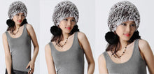 Load image into Gallery viewer, Women&#39;s Tight Knitted Real REX Rabbit Fur Hat Beanie Fur Fox Fur Pompom 14605