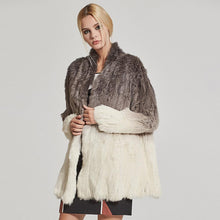 Load image into Gallery viewer, Women&#39;s Knit Real Rabbit Fur Coat Slit Jacket Winter Warm Coat Gradient 17140