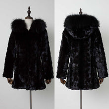 Load image into Gallery viewer, Women Real Fur Coat Natural Mink Fur Jacket Hood Winter Warm Fur Overcoat 17161