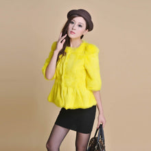 Load image into Gallery viewer, Natural Rabbit Fur Coat  Women&#39;  Fashion Grace Overcoat Jacket