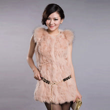 Load image into Gallery viewer, Natural Rabbit Fur Vest Raccoon Fur Shoulder Coat Jacket 7color Belt Women's Real Fur Vest