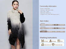 Load image into Gallery viewer, Real Knitted Rabbit Fur Long Coat Two-wear Trench Coat Gradient Color Pattern Overcoat Winter&#39; Dress Furstory FS13067