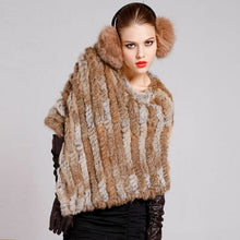 Load image into Gallery viewer, Knitted rabbit fur shawl poncho stole cape scrap wrap wemen&#39;s garment 6 colors FS070102