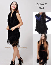 Load image into Gallery viewer, Knitted Natural Rabbit Fur Vest Double Wear Design Spring Autumn Tunic Waistcoat