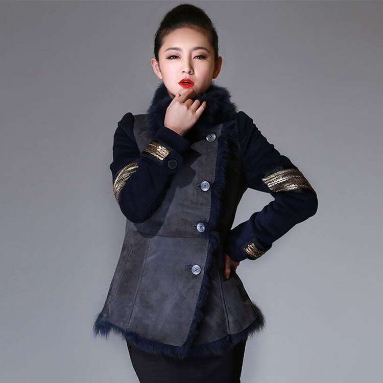 Natural Sheep Fur Coat Double Faced Overcoat Thick Winter Coat