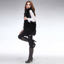 Load image into Gallery viewer, Women&#39;s Real Fox Fur Vest Black Color Natural Fur Waistcoat Female  15285