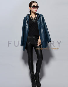Genuine Sheep Leather Coat Top Quality Leather Jacket  Women Overcoat