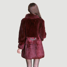Load image into Gallery viewer, Real REX Rabbit Fur Coat Fox Fur Collar Long Winters&#39; Coat Jacket Women&#39; Overcoat 3 Colors Top Quality Fur FS13064