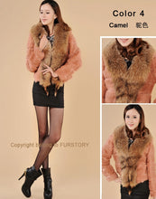 Load image into Gallery viewer, Rabbit Fur Coat Women&#39;s with Big Raccoon Fur Collar Real Natural Fur Coats Female