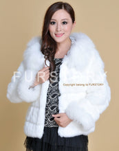 Load image into Gallery viewer, Winter Coat Real Rabbit Fur Coats for Women Fox Fur Collar  13062