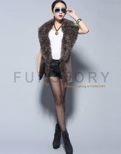 Load image into Gallery viewer, Genuine Pig Leather Suede Women&#39;s Vest  with Real Lamb Fur Collar