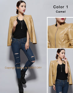 Genuine Sheep Leather Jacket Women's Leather Motorcycle Jacket