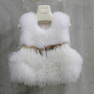 Natural Fox Fur +lamb Fur Vest Raccoon Decoration Waistcoat Jacket