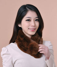 Load image into Gallery viewer, Real REX Rabbit Fur Scarf Ball Wrap Cape Shawl Neck Warmer Scarf Women 13503