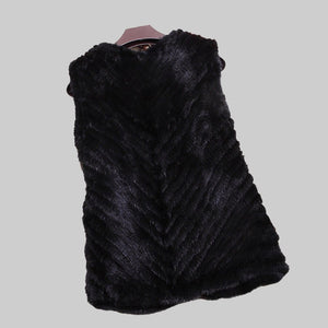 Classical Style Women's Twill Knitted Mink Fur Vest Real Fur Vest Female Free Shipping Fur Story FS15216