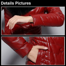 Load image into Gallery viewer, Genuine Leather Coat Female with Real Fox Fur Collar Outwear Winter Women&#39;s Down Coat