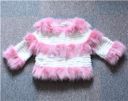 Real Rabbit Fur + Raccoon Fur  Coat Short Jacket  Overcoat FS13025