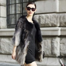 Load image into Gallery viewer, Real Raccoon Fur Jackets Coat for Women Fur Coats with Belt  161116