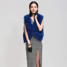 Load image into Gallery viewer, Natural Turkey Fur Vest Stylish Puff Fur Vest Real Fur Vest Female