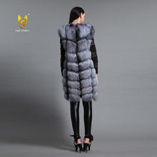 Load image into Gallery viewer, Women&#39;s Genuine Fox Fur Vest Women Wavy Furry Striped Vest Female 16277