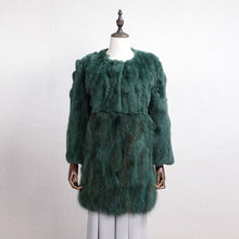 Load image into Gallery viewer, Women&#39;s Real Fur Coat Rabbit Fur Coats with Raccoon Hem Jacket