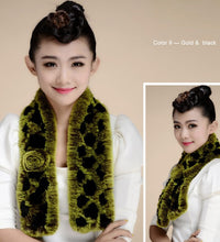 Load image into Gallery viewer, Real REX Rabbit Fur Scarf Wrap Cape Shawl Neck Warmer Women Scarf Flower Decoration FS14509