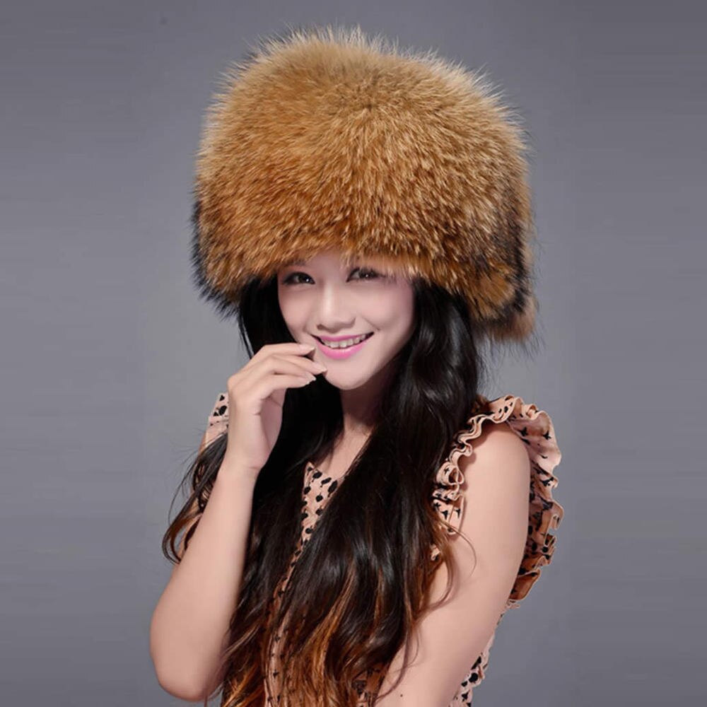 Fur Story FS13609 Women's Genuine Fox Fur Hat Women Ears Warmer Headdress Women Hat