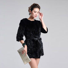 Load image into Gallery viewer, Women&#39;s Natural Mink Fur Coat with Belt Three Quarter Three Quarter