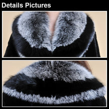 Load image into Gallery viewer, Women&#39;s Cropped Coat Real REX Rabbit Fur Coat Fox Fur Collar Coat Shawl 010139