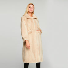 Load image into Gallery viewer, Fur Story FS18117 Women&#39;s Genuine Rabbit Fur Long Coat Turn-down Collar Women Jacket Belt Overcoat