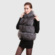 Load image into Gallery viewer, Women&#39;s Silver Fox Fur Vest Silver Fox Natural Color Real Fur Vest Female