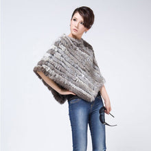 Load image into Gallery viewer, Knitted rabbit fur shawl poncho stole cape scrap wrap wemen&#39;s garment 6 colors FS070102