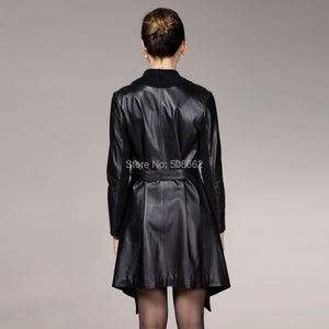 Genuine sheep Leather coat wool blends collar real lamb leather jacket winter overcoat