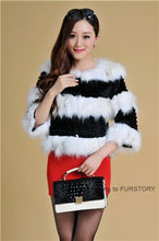 Load image into Gallery viewer, Real Rabbit Fur + Raccoon Fur  Coat Short Jacket  Overcoat FS13025