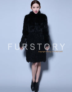 Natural Fox Fur Coat Lamb Fur Overcoat Top Quality Fur Jacket Women's Long Outwear