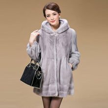 Load image into Gallery viewer, Women&#39;s Coats Real Mink Fur Coat Hoodie Slim Waist Style 16054