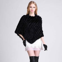 Load image into Gallery viewer, Knitted rabbit fur shawl poncho stole cape scrap wrap wemen&#39;s garment 6 colors FS070102