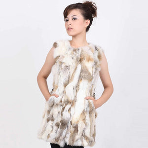 Natural Rabbit Fur Vest Waitcoat Jacket Coat