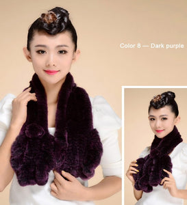 Knitted Real REX Rabbit Fur Scarf Tight Knitted  Wrap Cape Shawl Neck Warmer Women Children Scarf FS14519
