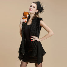 Load image into Gallery viewer, Natural Rabbit Fur Knitter Sweater Waistcoat Jacket Slim Waist Stylish Sweater Part Long Vest