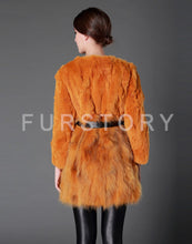 Load image into Gallery viewer, Women&#39;s Real Fur Coat Rabbit Fur Coats with Raccoon Hem Jacket