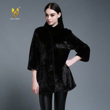 Load image into Gallery viewer, Women&#39;s Genuine Mink Fur Coat Women Pure Black Color Outerwear 161205